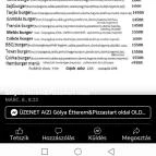 Gólya étterem Cserkeszőlő - Étlap/itallap