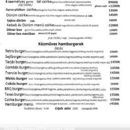 Gólya étterem Cserkeszőlő - Étlap/itallap