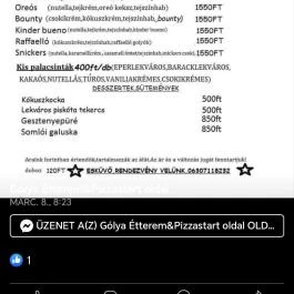 Gólya étterem Cserkeszőlő - Étlap/itallap