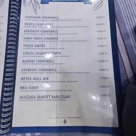 Hellasz Taverna Görög Finomságok, Szolnok - Étlap/itallap