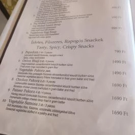 Taj Mahal Indiai Étterem Kecskemét - Étlap/itallap