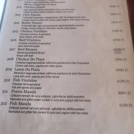 Taj Mahal Indiai Étterem Kecskemét - Étlap/itallap