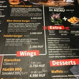 The Selection, Budapest - Étlap/itallap
