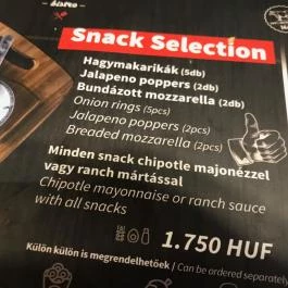 The Selection, Budapest - Étlap/itallap