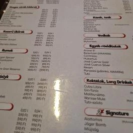 2K söröző Budapest - Étlap/itallap