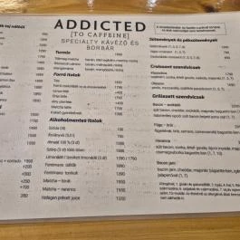 Addicted 2 Caffeine, Budapest - Étlap/itallap