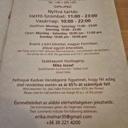 Alba Regia Vendéglő, Budapest - Étlap/itallap