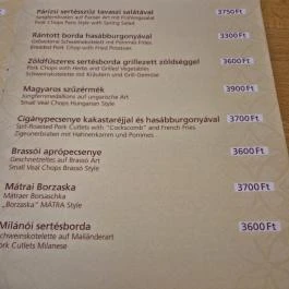 Alba Regia Vendéglő, Budapest - Étlap/itallap