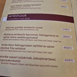 Alba Regia Vendéglő, Budapest - Étlap/itallap
