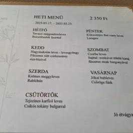Arany János étterem, Geszt - Étlap/itallap