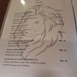Arany Oroszlán Étterem, Hajdúböszörmény - Étlap/itallap