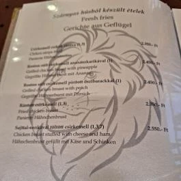 Arany Oroszlán Étterem, Hajdúböszörmény - Étlap/itallap