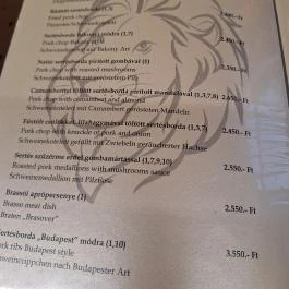 Arany Oroszlán Étterem, Hajdúböszörmény - Étlap/itallap