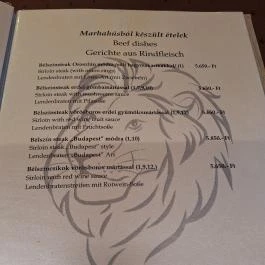 Arany Oroszlán Étterem, Hajdúböszörmény - Étlap/itallap