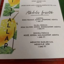 Aranypatkó Panzió étterme, Győrújbarát - Étlap/itallap