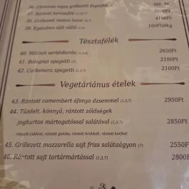 Aranyvilla Étterem, Fehérgyarmat - Étlap/itallap