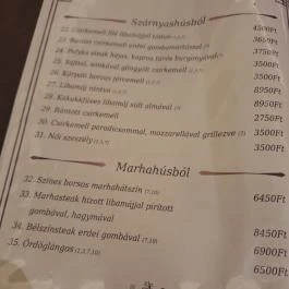 Aranyvilla Étterem, Fehérgyarmat - Étlap/itallap