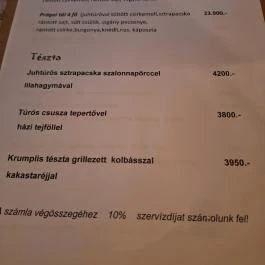 Perc Bisztró Budapest - Étlap/itallap