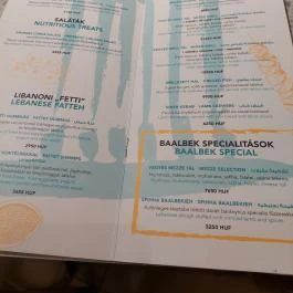 Baalbek - Libanoni Étterem, Budapest - Étlap/itallap