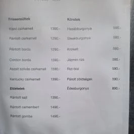 Babi Néni Konyhája, Budapest - Étlap/itallap