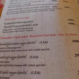 Bableves Csárda Alsótold - Étlap/itallap