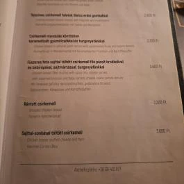 Bagoly Vendéglő , Békés - Étlap/itallap