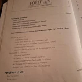 Bagoly Vendéglő , Békés - Étlap/itallap