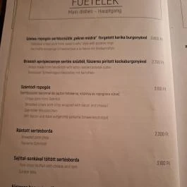 Bagoly Vendéglő , Békés - Étlap/itallap