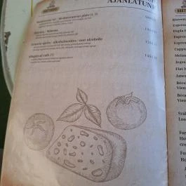 Bakterház - Reggeliző-Kávézó-Éléskamra, Balatonszepezd - Étlap/itallap