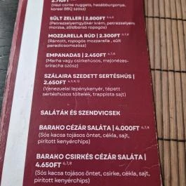 BARAKO Bisztró és Bár Budapest - Étlap/itallap