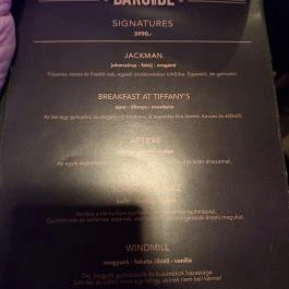 Barside, Budapest - Étlap/itallap