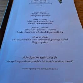 BÉLA - Bár, Étterem, Lakás, Arborétum Budapest - Étlap/itallap