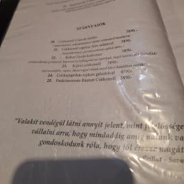 Bem Söröző-Étterem Budapest - Étlap/itallap