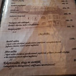 Betérő Csárda Mezőhegyes - Étlap/itallap