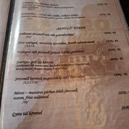 Betérő Csárda Mezőhegyes - Étlap/itallap