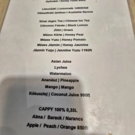 Biang Bisztró - Teréz körút Budapest - Étlap/itallap