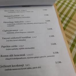 Bistro87 Zalaszántó - Étlap/itallap