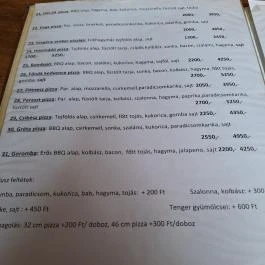Boda Presszó és Pizzéria Babócsa - Étlap/itallap