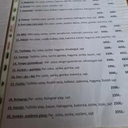 Boda Presszó és Pizzéria, Babócsa - Étlap/itallap