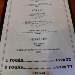 Boomerang Bisztró Budapest - Étlap/itallap