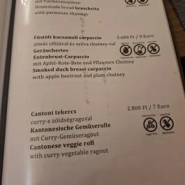 Borhotel Sziluett Farkasmály étterme Gyöngyös - Étlap/itallap