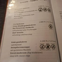 Borhotel Sziluett Farkasmály étterme Gyöngyös - Étlap/itallap