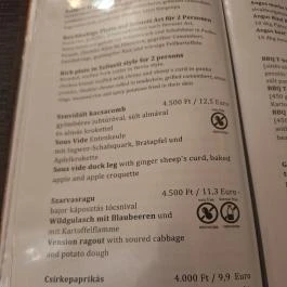 Borhotel Sziluett Farkasmály étterme Gyöngyös - Étlap/itallap