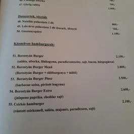 Borostyán Étterem Forráskút - Étlap/itallap