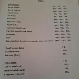 Borostyán Étterem Forráskút - Étlap/itallap