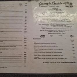 Borostyán pizzéria, Kiskorpád - Étlap/itallap