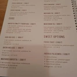 Bubci Café Budapest - Étlap/itallap