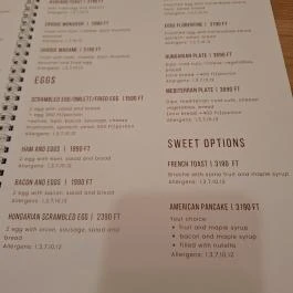 Bubci Café Budapest - Étlap/itallap