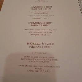Bubci Café Budapest - Étlap/itallap