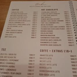 Bubci Café Budapest - Étlap/itallap